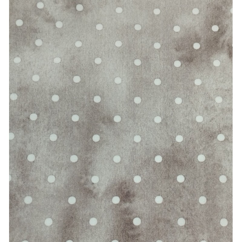 Tecido Bolas Fundo Cinza Claro Manchado