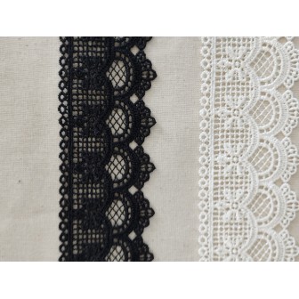 Renda de Guipur Pérola e Preto