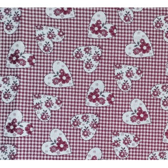Loneta Corações Vermelho