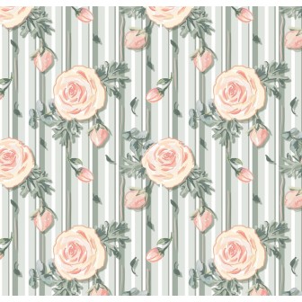 Digital Rosas fundo verde