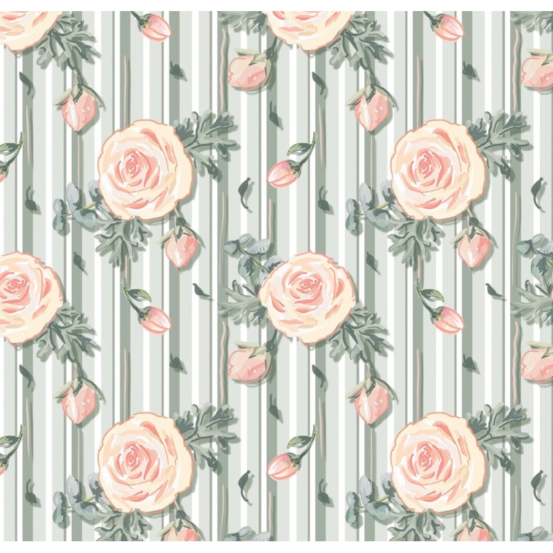Digital Rosas fundo verde