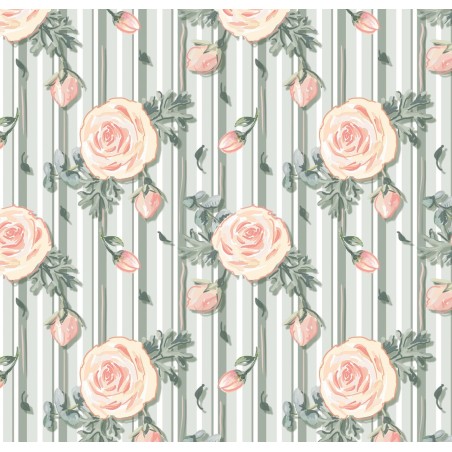 Digital Rosas fundo verde
