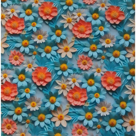 Floral 3D fundo azul